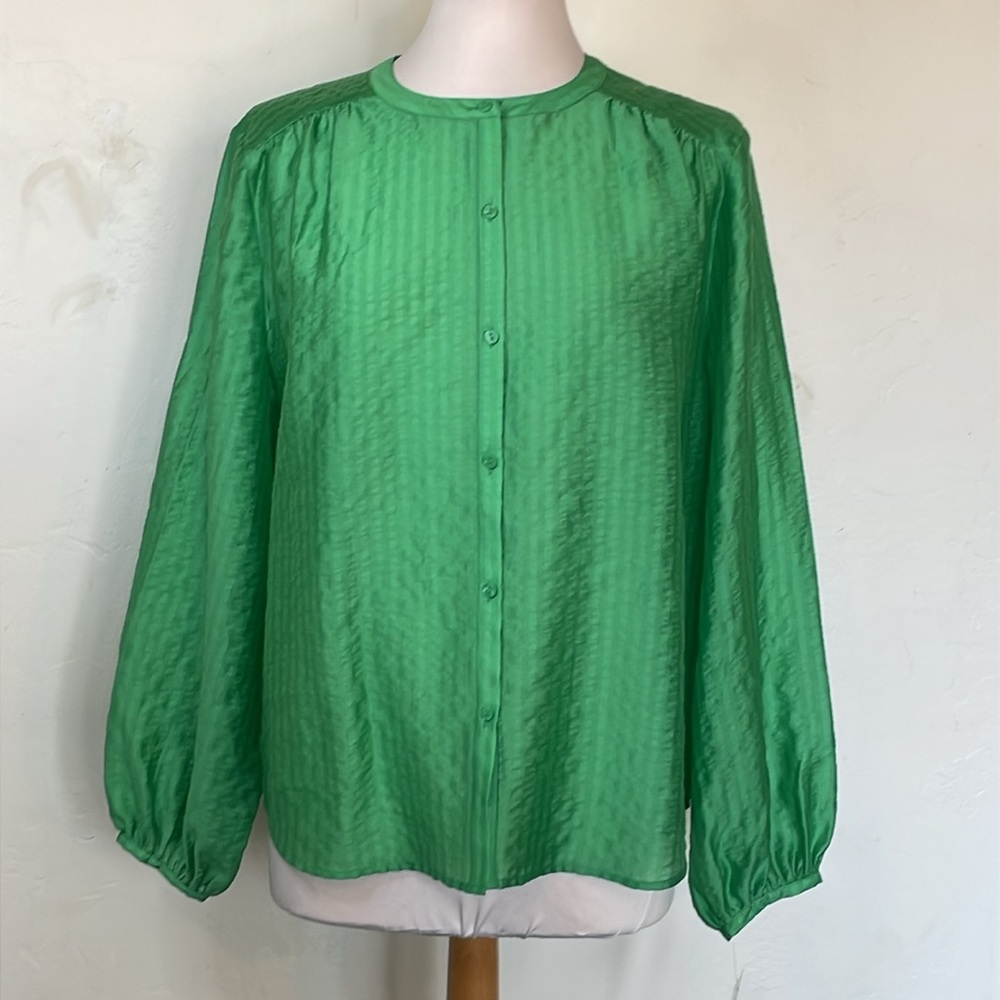 ON - 34th Emerald Green Long Sleeve Rayon Blend NWT Blouse/Top Size Large